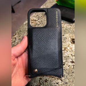 iPhone 13 Pro Bandolier leather phone case, Emma/Sarah